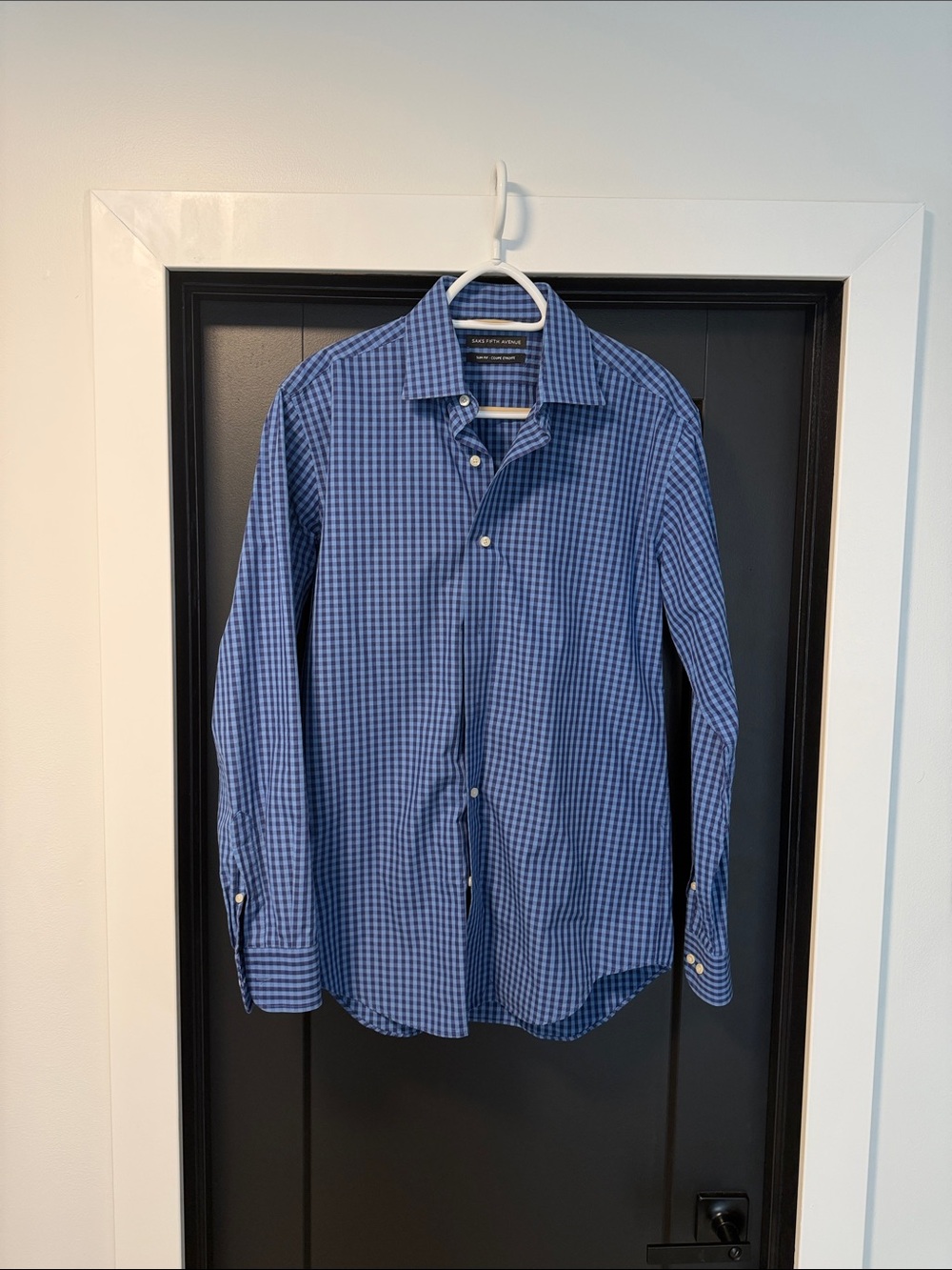 Saks Fifth Avenue Blue Gingham Dress Shirt